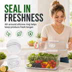 Produce Freshness Containers with Timer & Drainage – BPA-Free Fridge Organizer