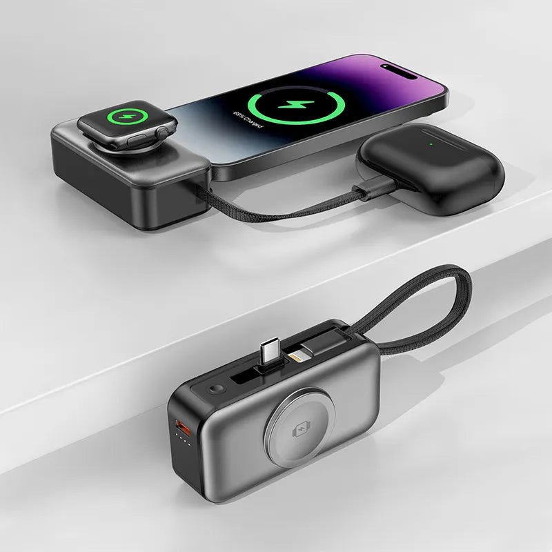 3-in-1 5000mAh Portable Charger for Phone, Watch & Earbuds