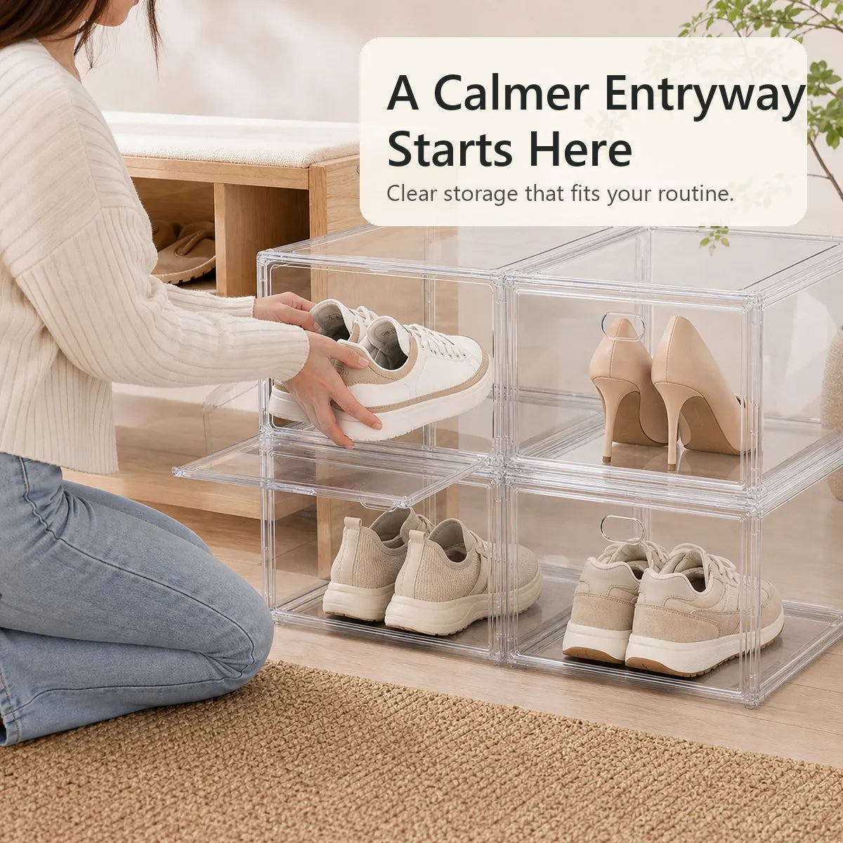 Clear Foldable Shoe Storage Boxes