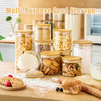 Glass Storage Jars with Airtight Bamboo Lids – Pantry & Kitchen Organizer Set🌾