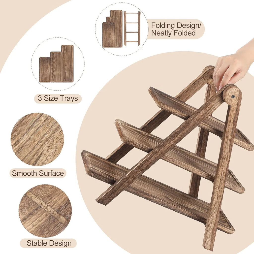 🌿 Wooden three-tiered tray stand