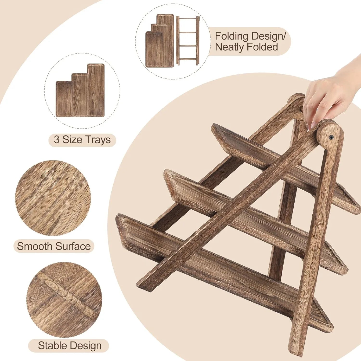 🌿 Wooden three-tiered tray stand