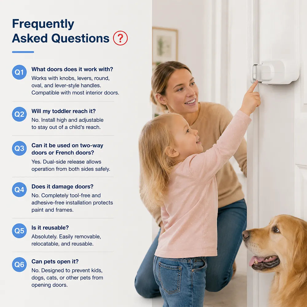 The Snap-On Door Lock Kids Can't Reach or Defeat – No Tools or Adhesives Required