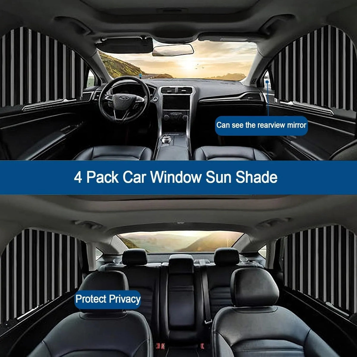 Slide-Open Magnetic Car Window Sun Shades – 4-Piece Set