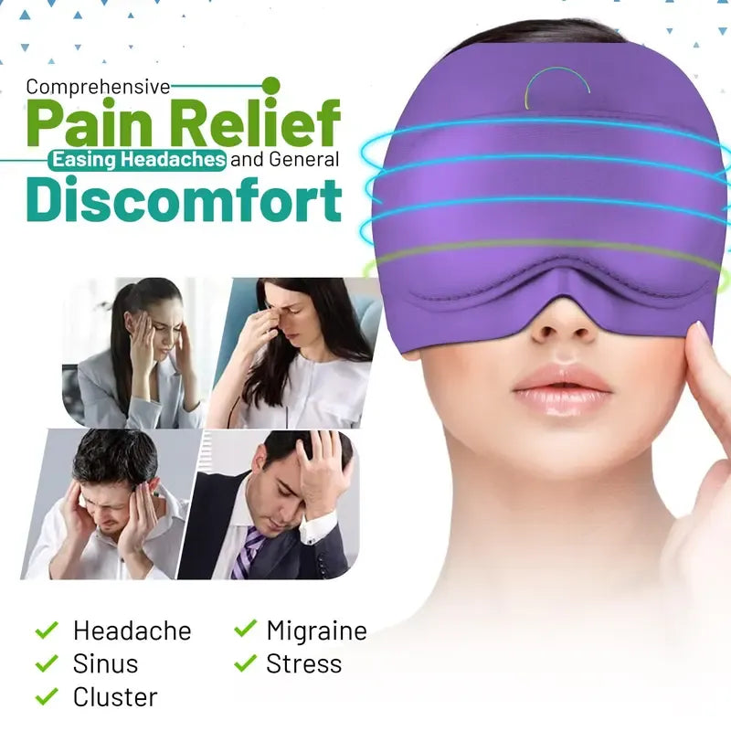 Multifunctional Gel Head & Eye Therapy Mask – Hot & Cold Relief for Migraines, Puffy Eyes, Sinus Pressure & Stress