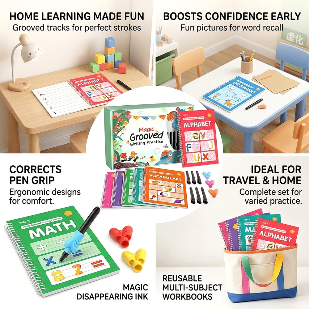 ✏️📚 Writing Workbook Set for Kids Ages 3–8
