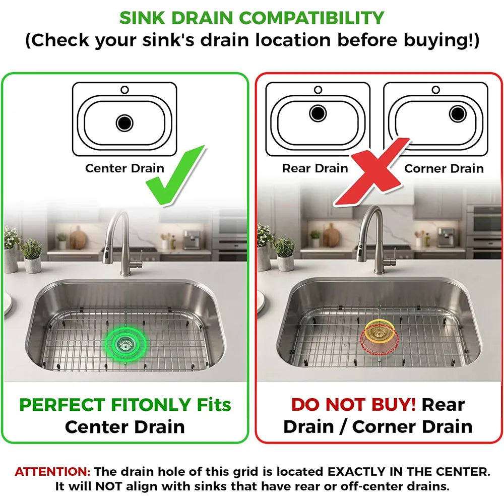 🍽️ Stainless Steel Kitchen Sink Bottom Drain Rack