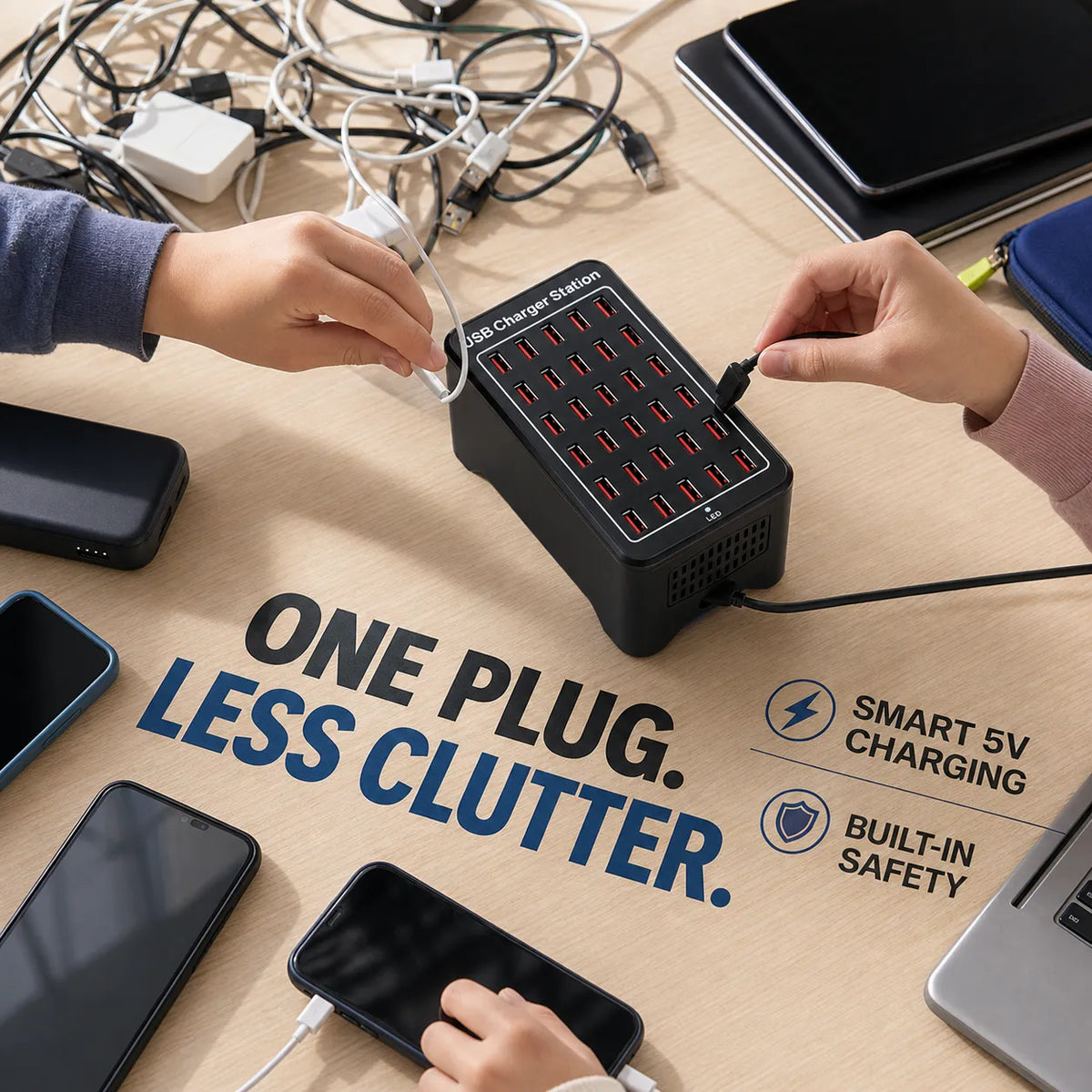 150W 30-Port Smart USB Charging Station