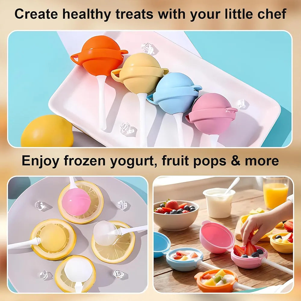 🍭 Silicone Lollipop Ice Cream Mold Set – DIY Reusable Popsicle Maker