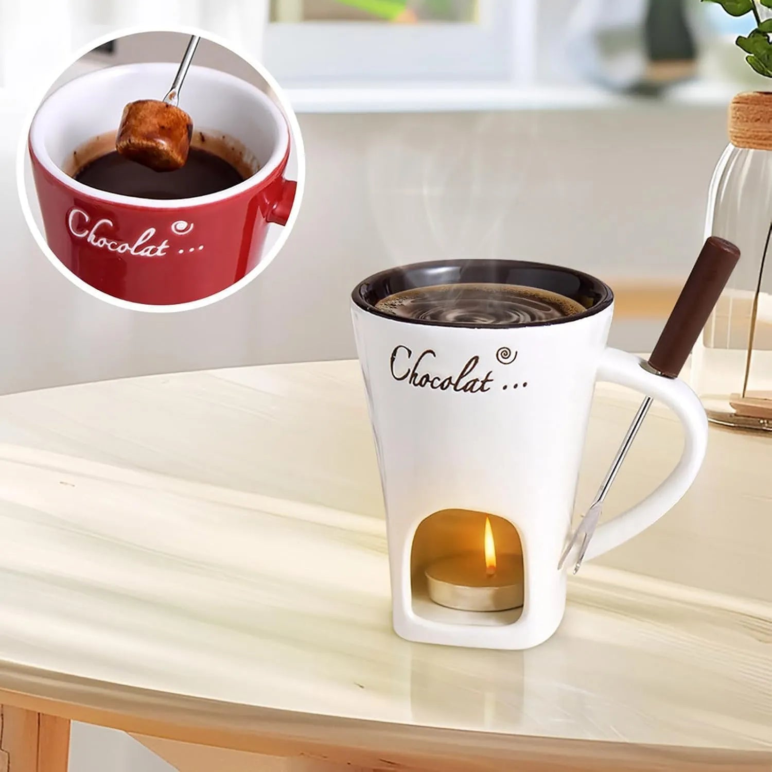 🍫 Chocolate Fondue Mug with Fork