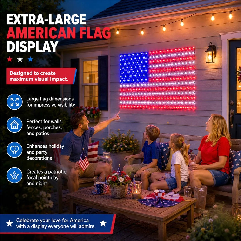 ❤️💙420 LED American Flag Light – Brilliant Patriotic Display for Every Celebration