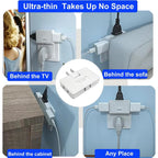 180° Rotating Flat Plug Adapter — 3-Outlet Space Saver