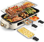 Double-Decker Indoor Electric Grill with 3 Personal Pans