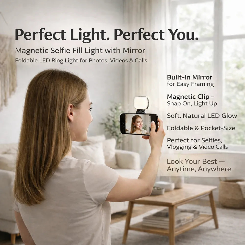 ✨ Magnetic Selfie Fill Light with Mirror