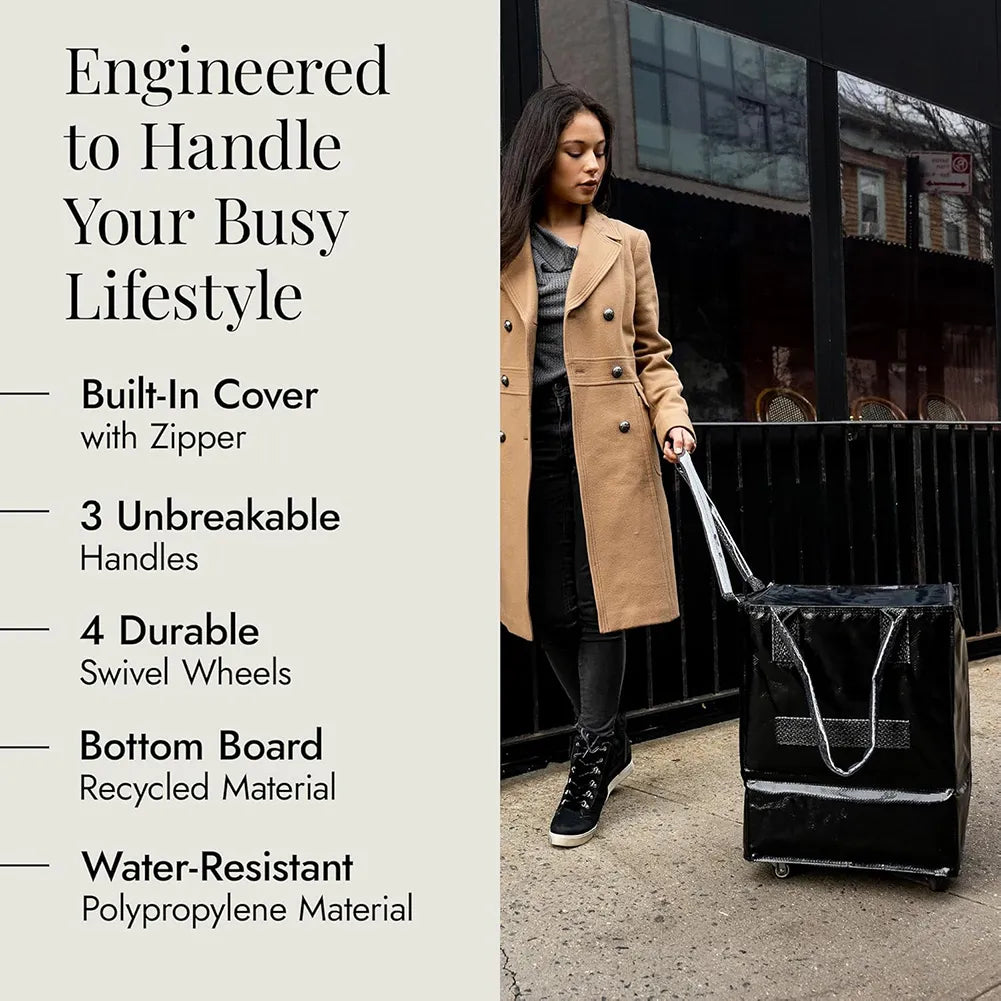 🛒 Reusable Rolling Shopping Bag – Carry More, Effort Less