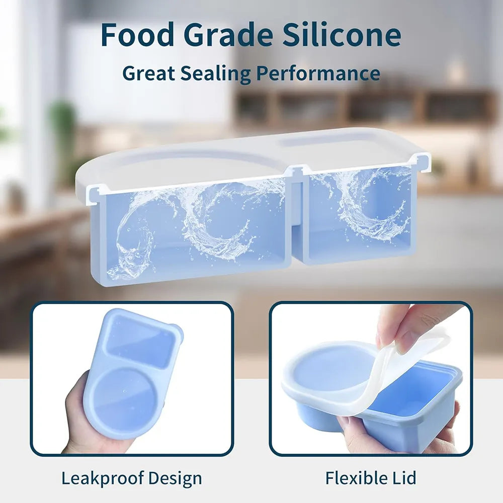 🥗Reusable Silicone Snack Box – Double Compartment Mini Food Storage Container
