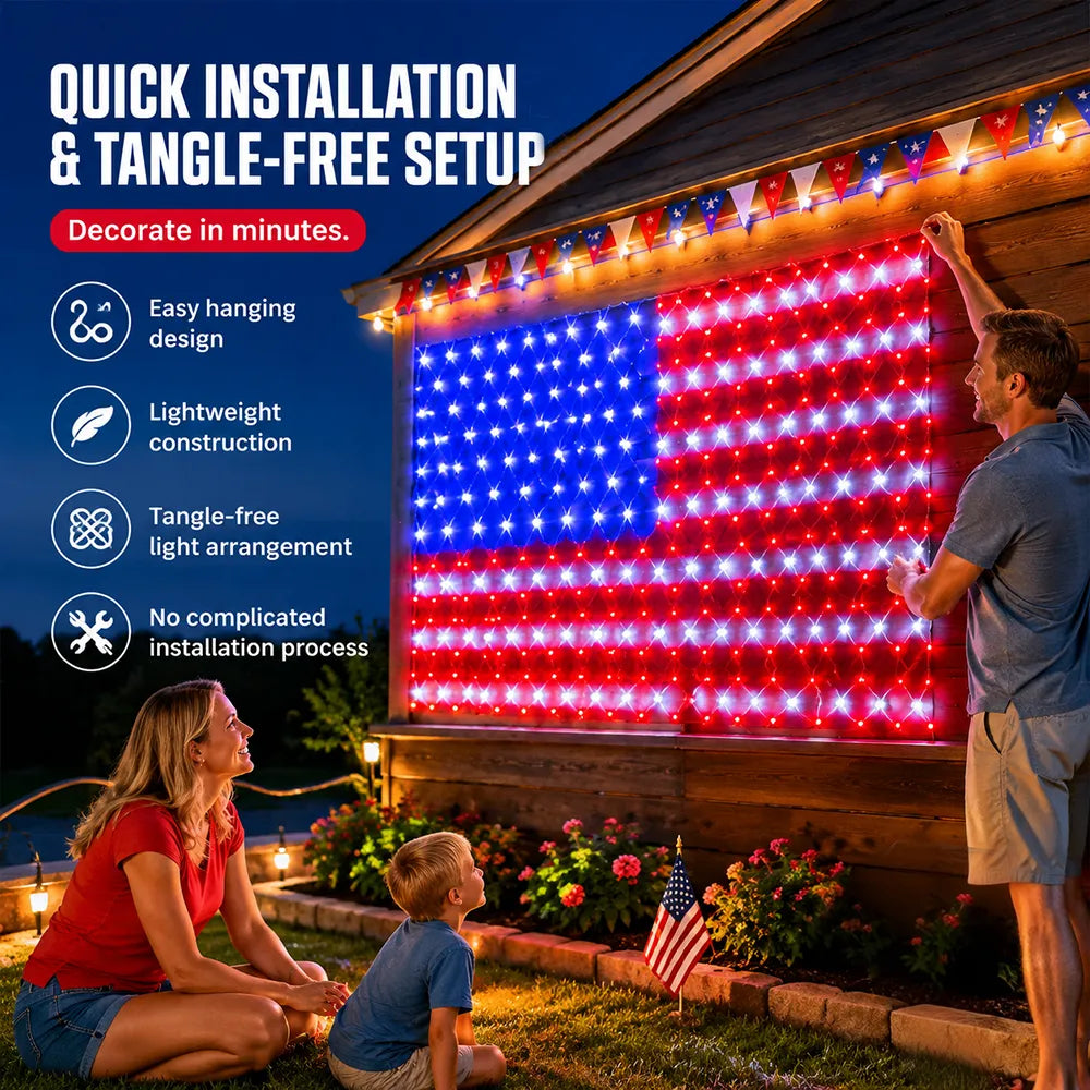 ❤️💙420 LED American Flag Light – Brilliant Patriotic Display for Every Celebration