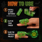 Spooky Beam Halloween Finger Projector Lights — 4-Piece Party Favor Set