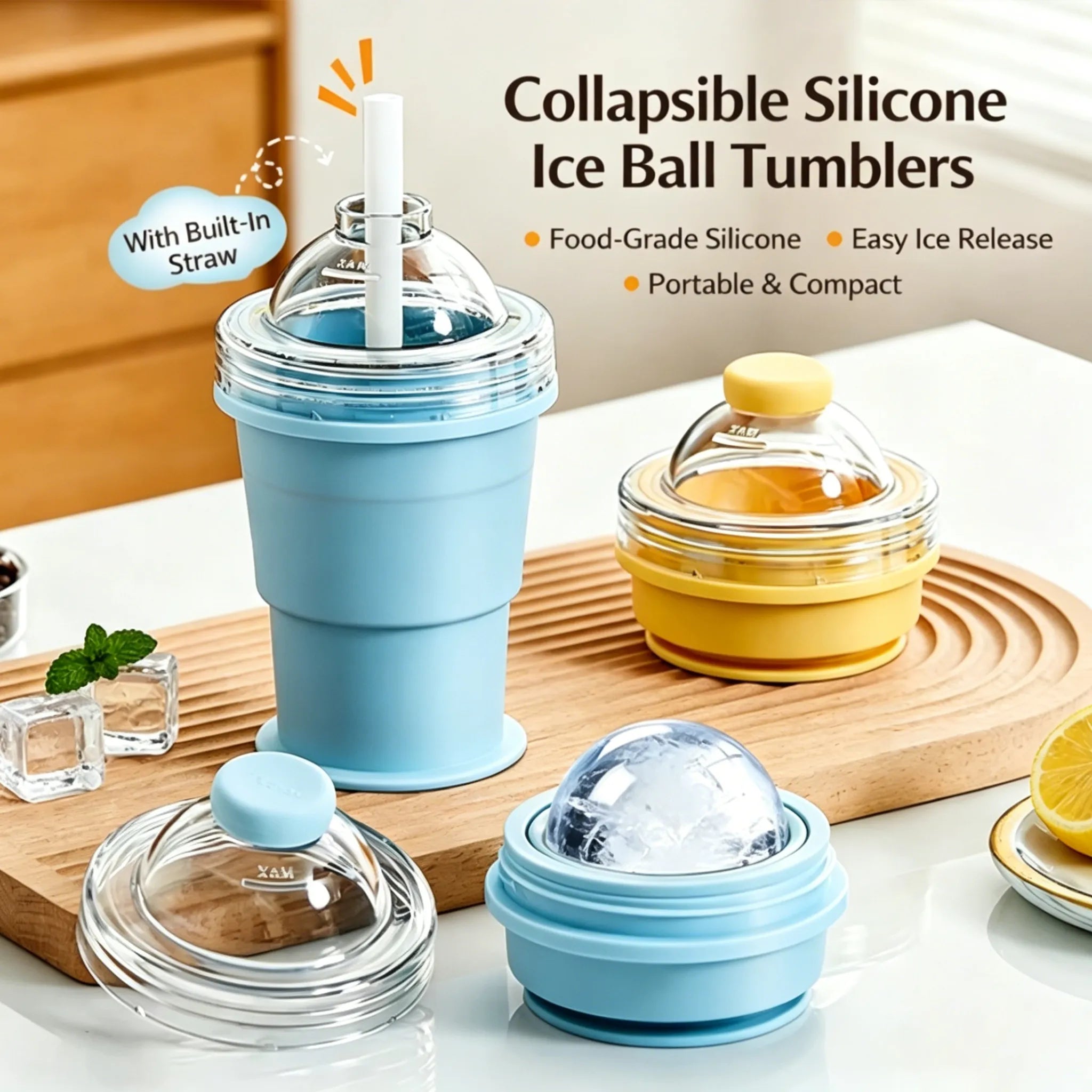 🧊 Foldable Silicone Ice Ball Drink Cup NEW!