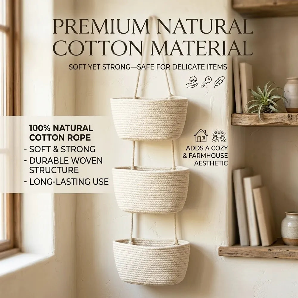 🌿Behind-the-Door Hanging Storage Basket (3-Tier Wall-Mounted Organizer)