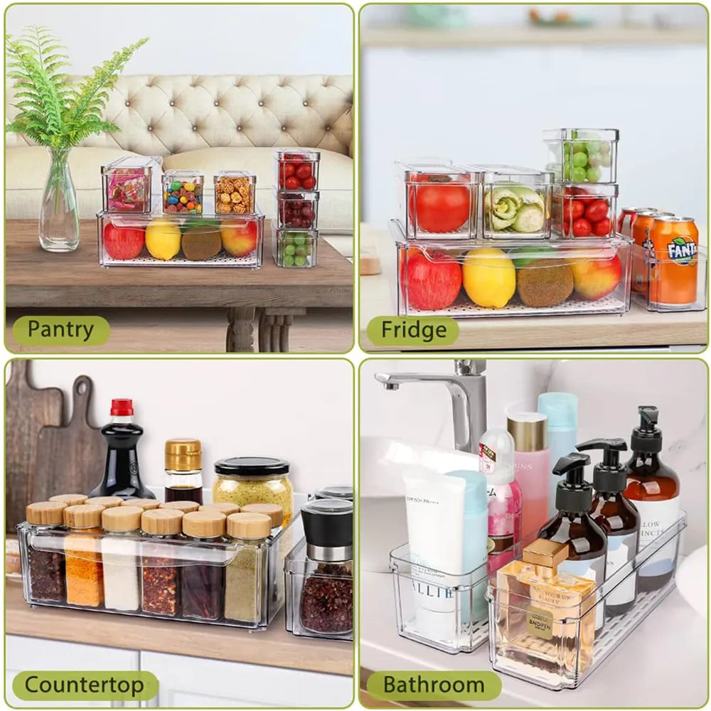 7-1Pack Stackable Refrigerator & Pantry Organizer Bins