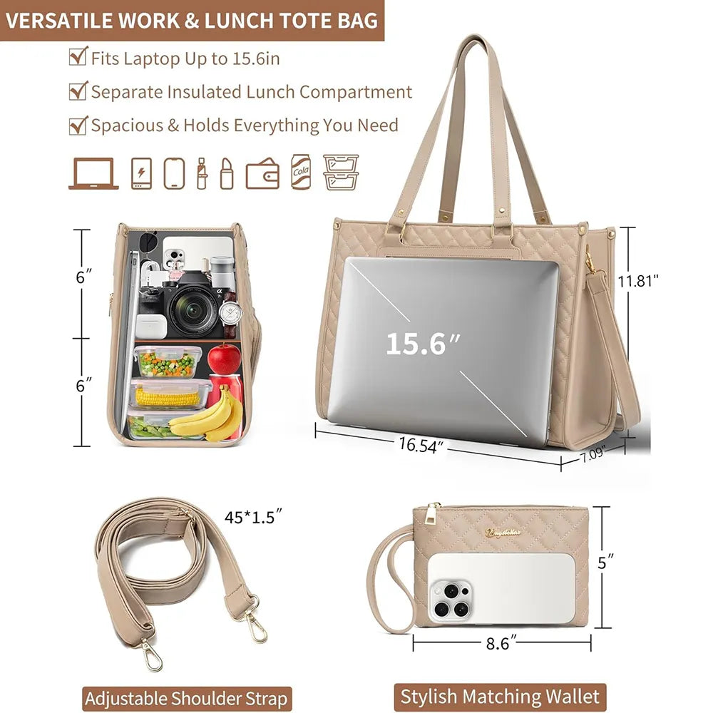 👜 3-in-1 Insulated Laptop Lunch Tote Bag