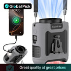 🔥 Stay Cool Anywhere – 5-in-1 Wearable Turbo Fan with Power Bank & LED