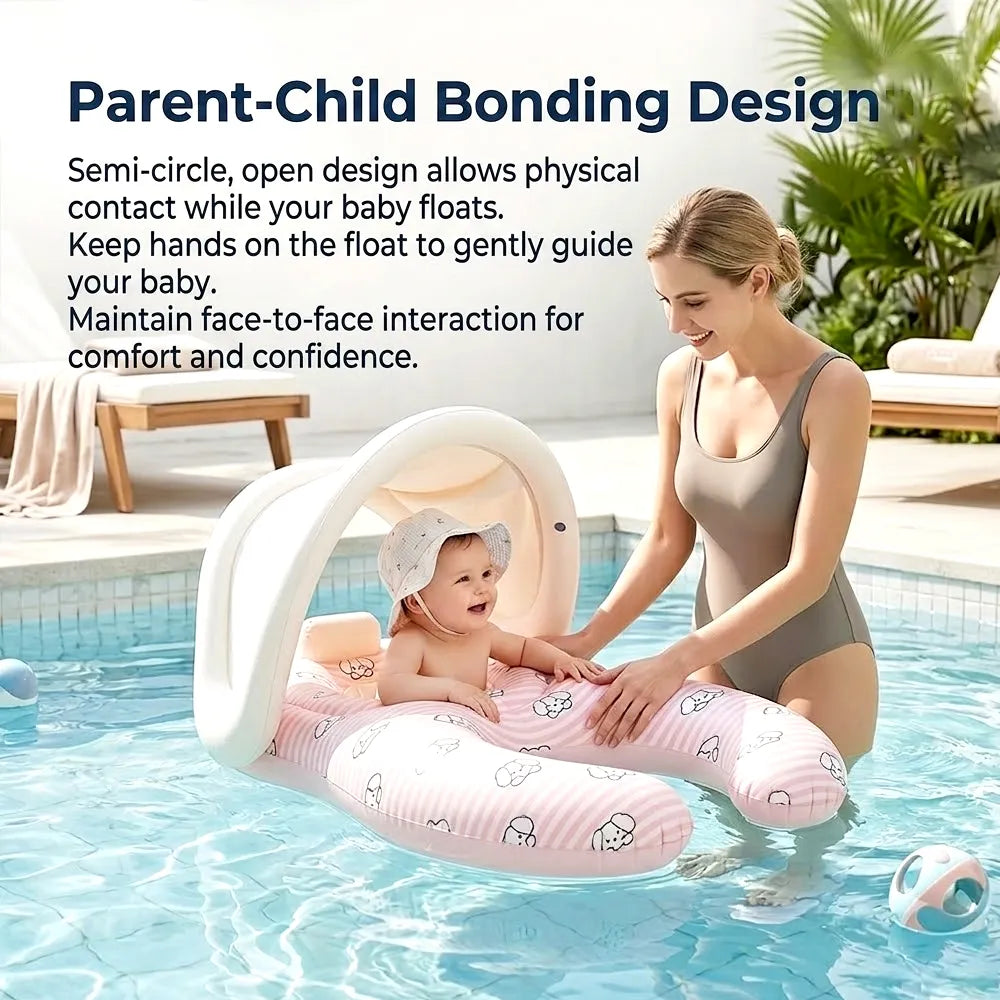 🌞 Infant Seat with Canopy | Inflatable Baby Pool Float with Soft Leg Support and Headrest