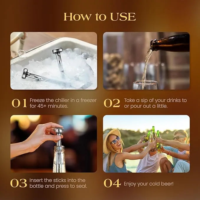 🧊 Chill Your Beer Instantly – Stainless Steel Beer Chiller Sticks with Built-in Bottle Opener 🧊