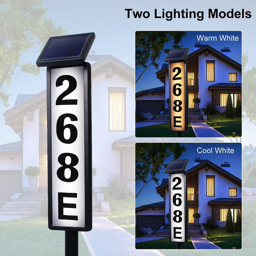 Solar Address Sign Lighted House Number with 2 Light Modes
