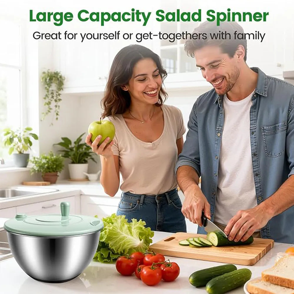 🥗 Multifunctional Stainless Steel Salad Spinner & Veggie Prep