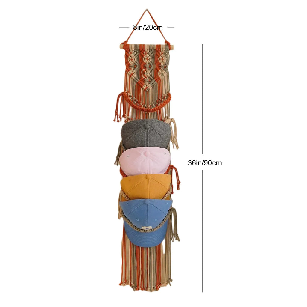 Macrame Hat Rack – Boho Wall Organizer🧢✨