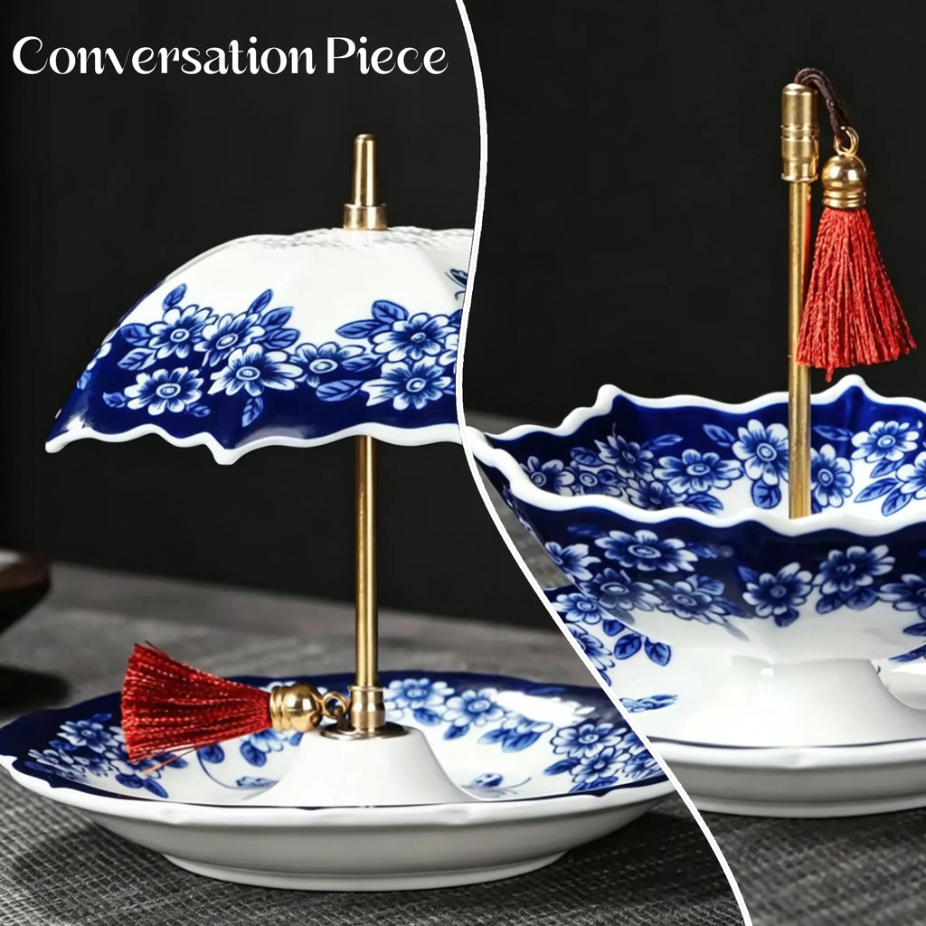 ☂️ Umbrella-Shaped Ceramic Tea Strainer – Elegant Loose Leaf Tea Filter