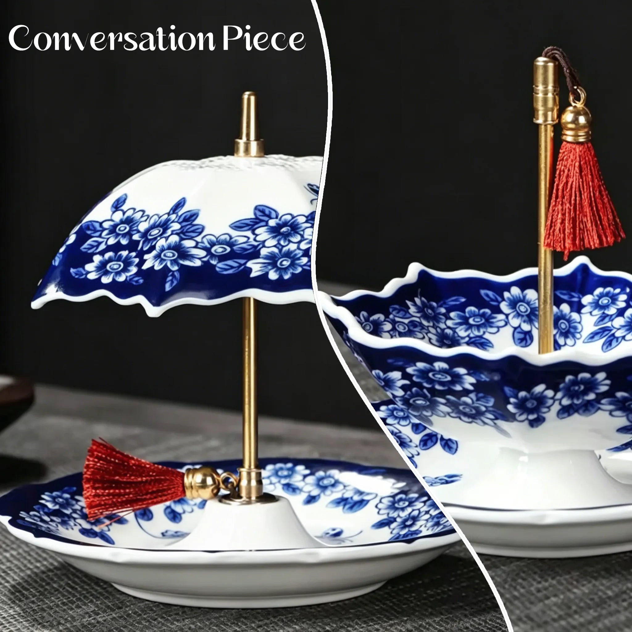 ☂️ Umbrella-Shaped Ceramic Tea Strainer – Elegant Loose Leaf Tea Filter