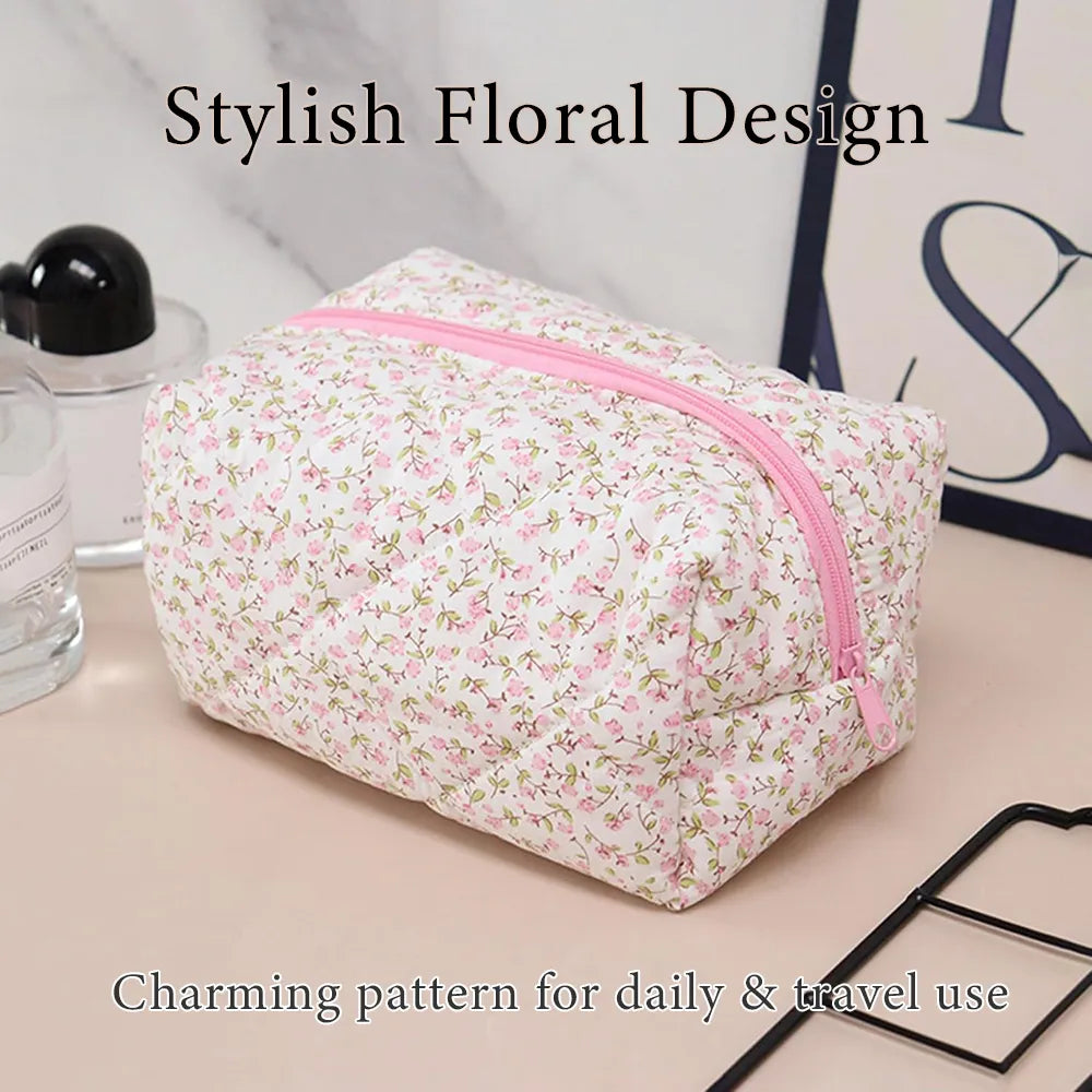 🌸 Quilted Floral Travel Organizer Bag
