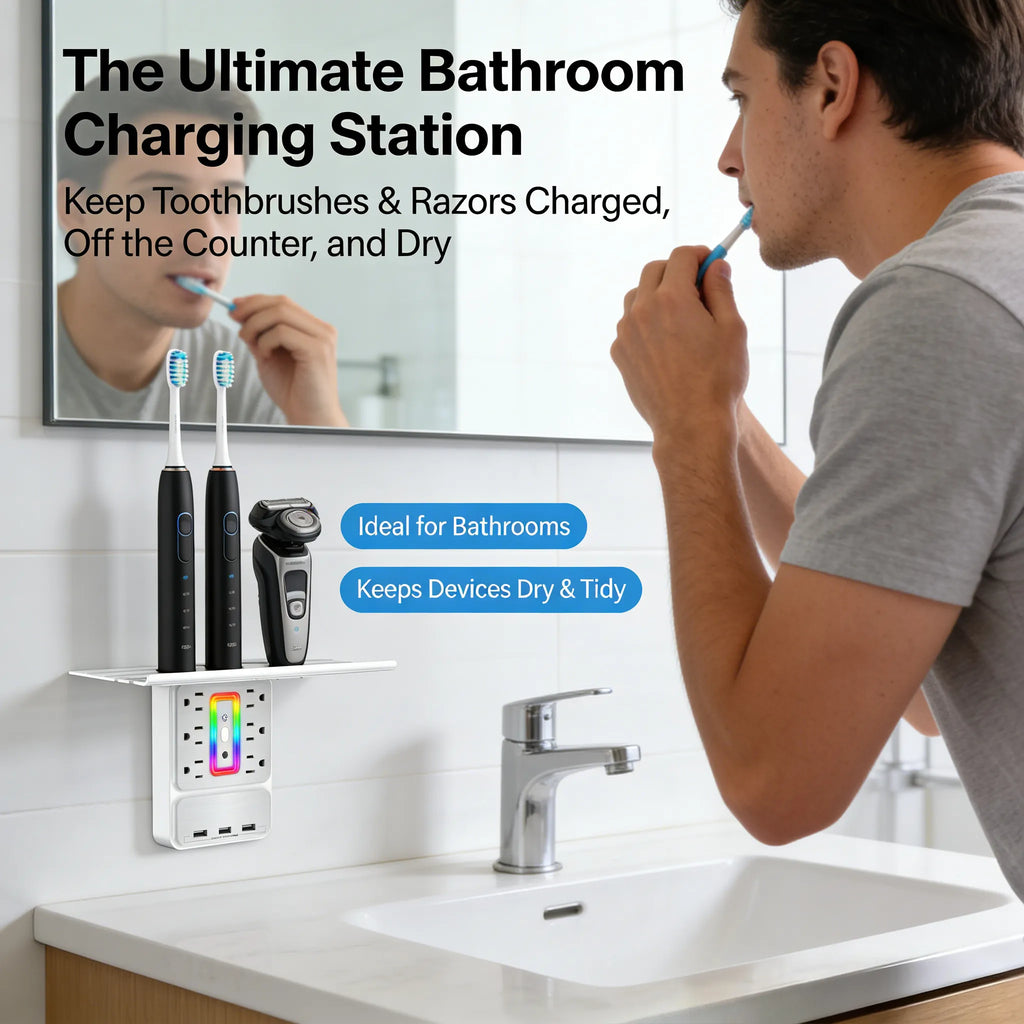 9-in-1 Outlet Extender with Shelf & Nightlight – The Ultimate Power Hub for Any Room 🔌✨