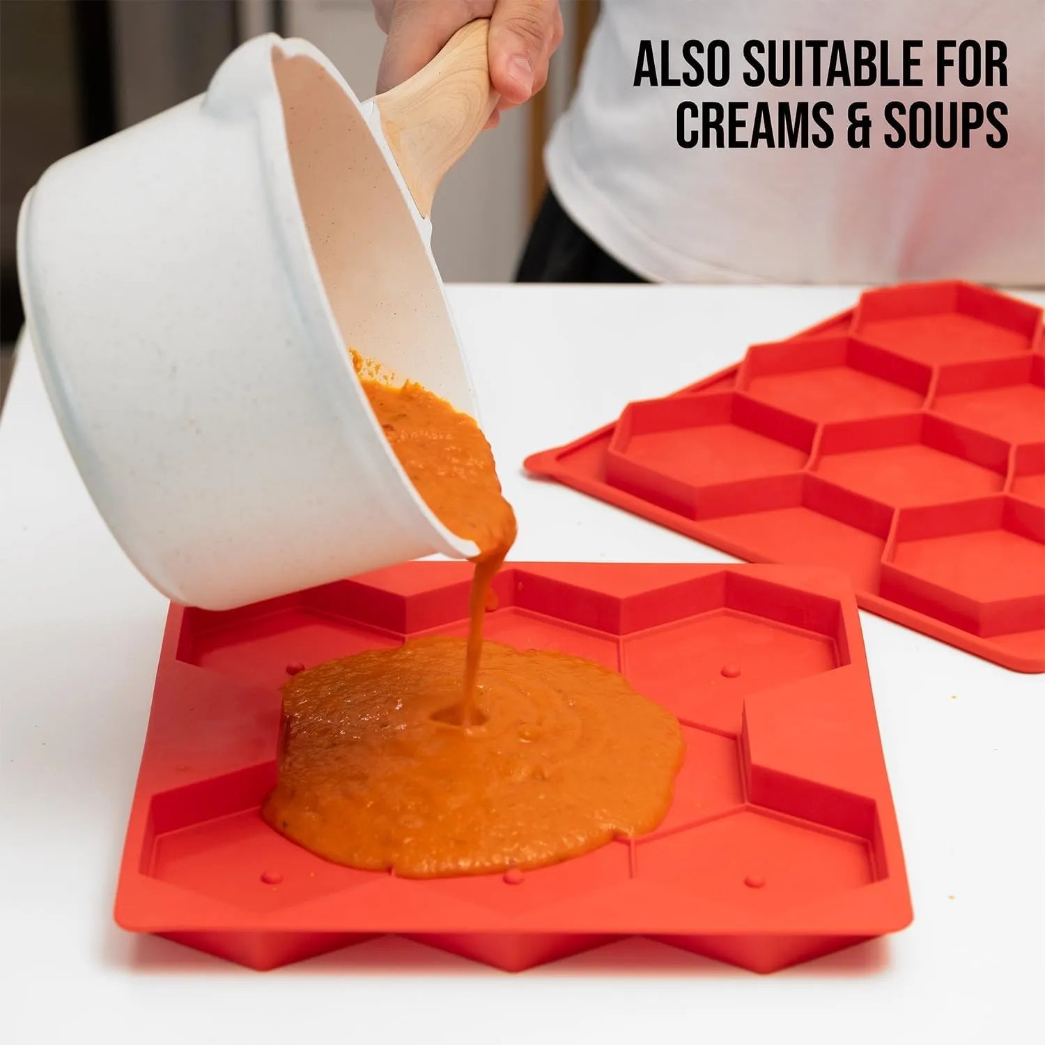 Silicone Hexagon Patty Freezer Mold with Lid – 7 or 8 Cavities