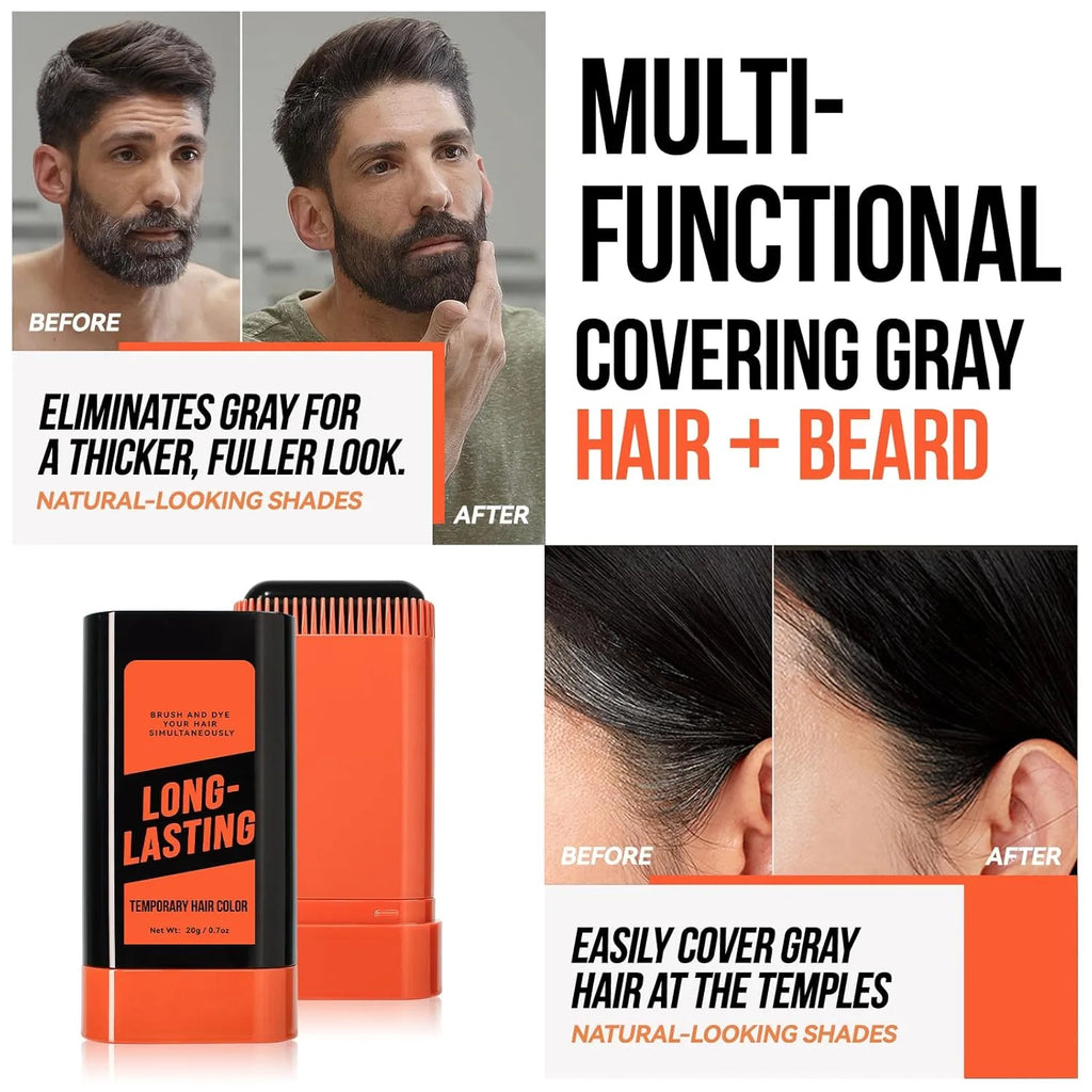 Instant Root Cover Up Stick - Waterproof Quick Touch-Up for Hair & Beard, Easy Washout Concealer