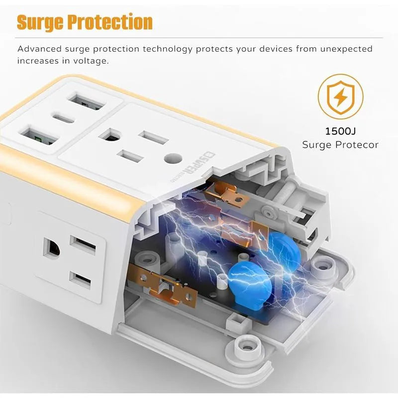 Outlet Extender, 3-Sided Power Strip, (5V 3.4A)