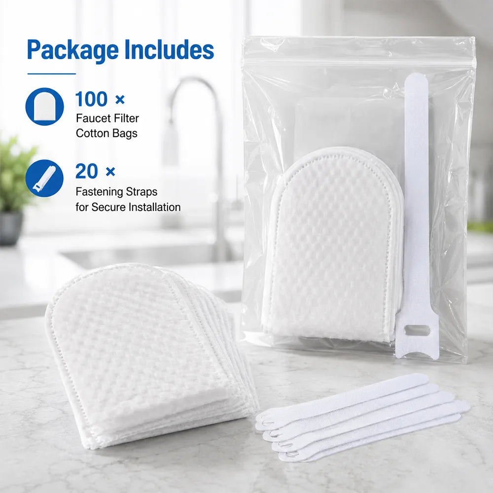 Faucet Filter Cotton Bags - Universal, 100 PCS Splash-Proof Faucet Filter Set