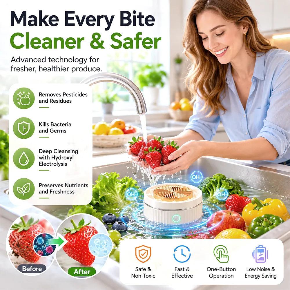 🥗 Vegetable Washing Machine – USB Rechargeable Produce Cleaning Device