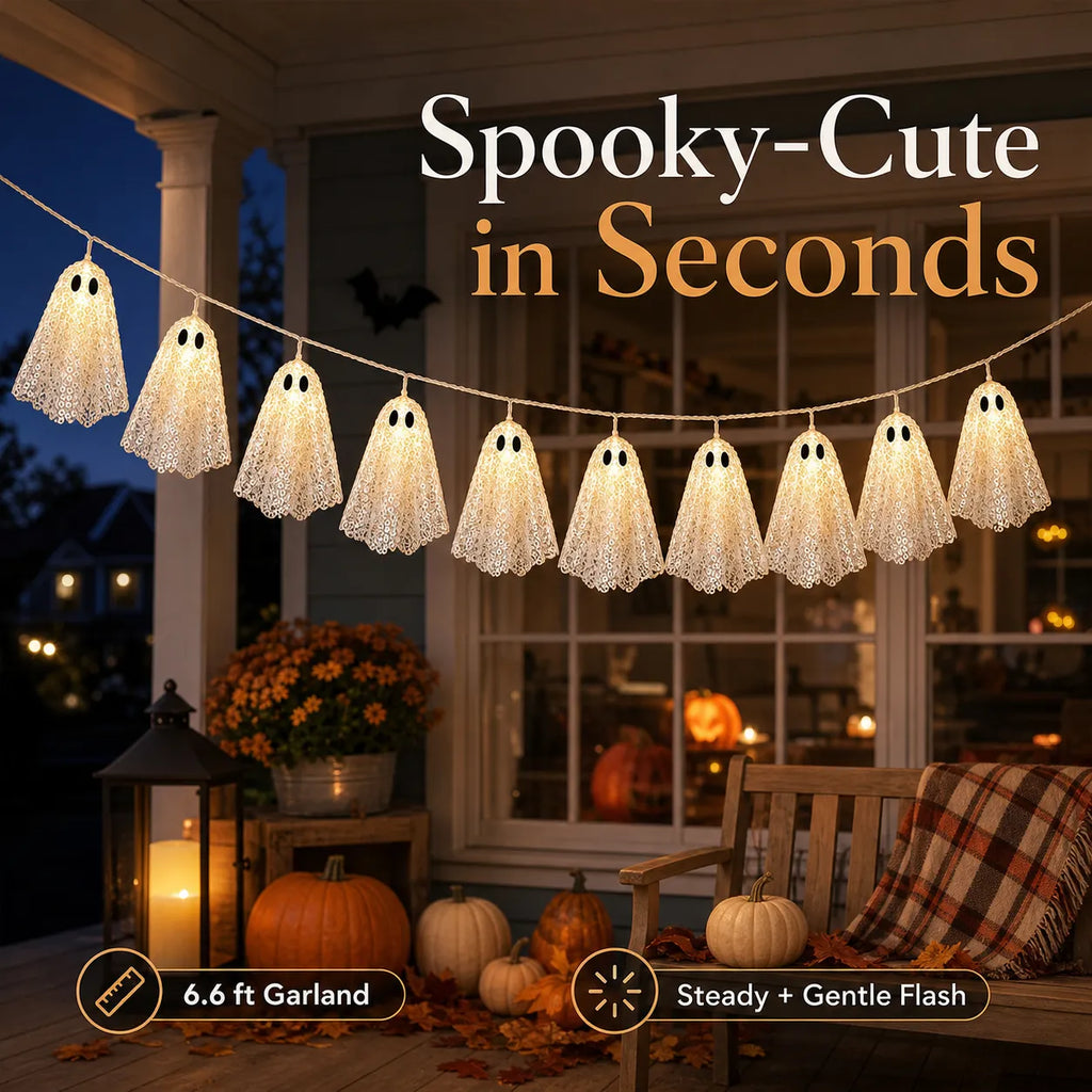 10-Piece Warm White Lace Ghost Garland Lights