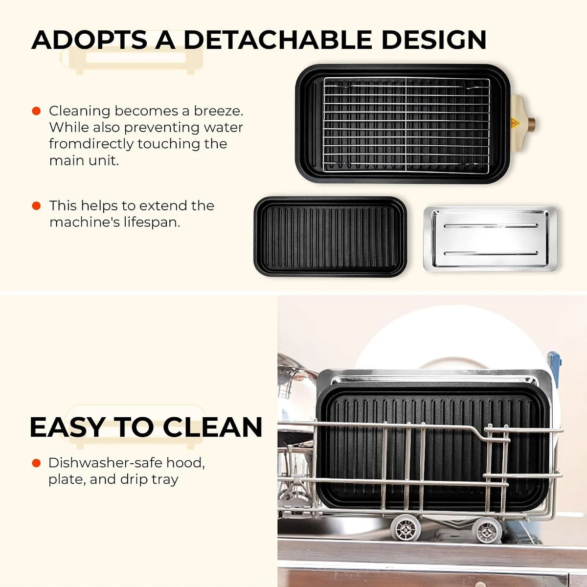 Double-Decker Indoor Electric Grill with 3 Personal Pans