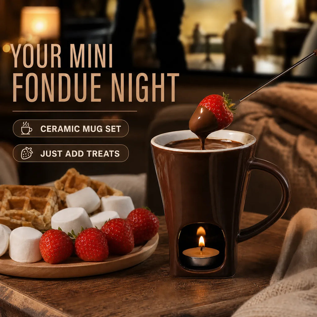 Personal Chocolate Fondue Mug Set with Tealight Warmer
