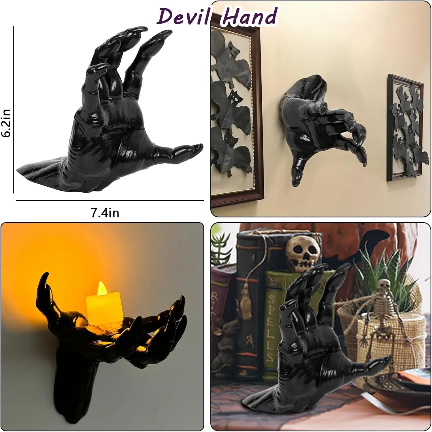 3-Piece Creepy Reaching Hand Wall Decor Set with LED Candles