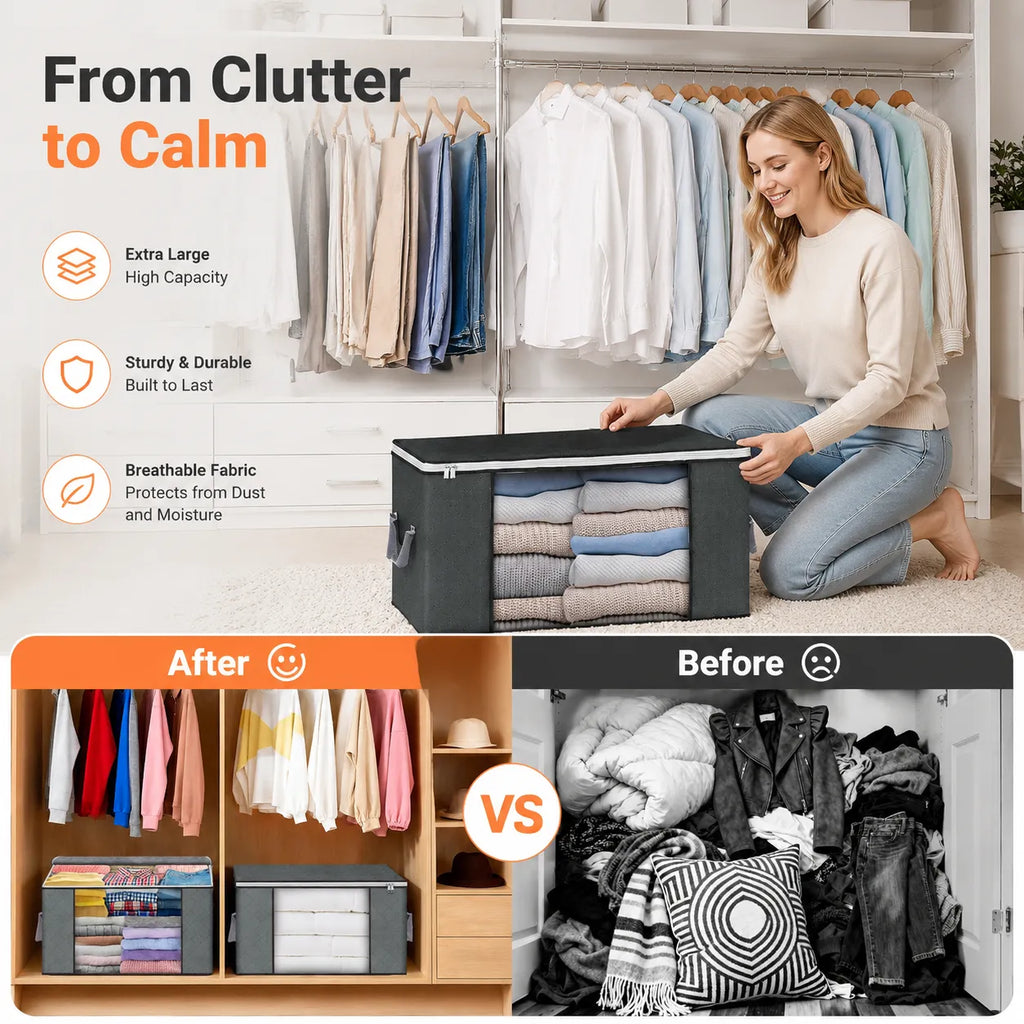 🧺 Extra-Large Foldable Clothing Storage Bags – Keep Your Wardrobe Neat & Organized