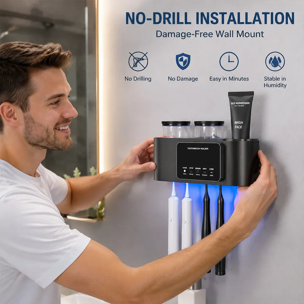 🦷 Smart Toothbrush Holder with UV Air-Drying &Screen  Display