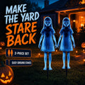 2-Piece Creepy Ghost Girl Garden Stakes for Halloween - Flat, Single-Sided Print