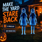 2-Piece Creepy Ghost Girl Garden Stakes for Halloween - Flat, Single-Sided Print
