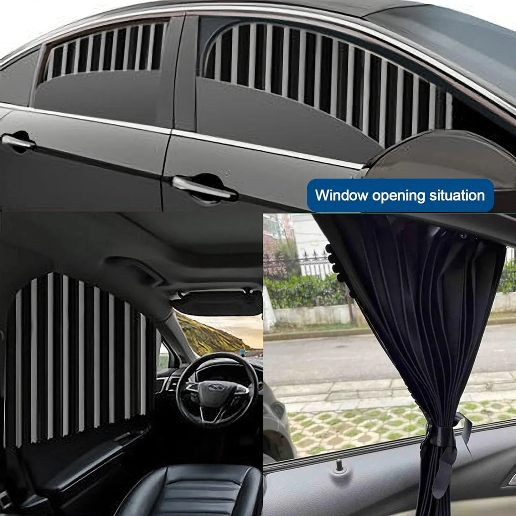 Slide-Open Magnetic Car Window Sun Shades – 4-Piece Set